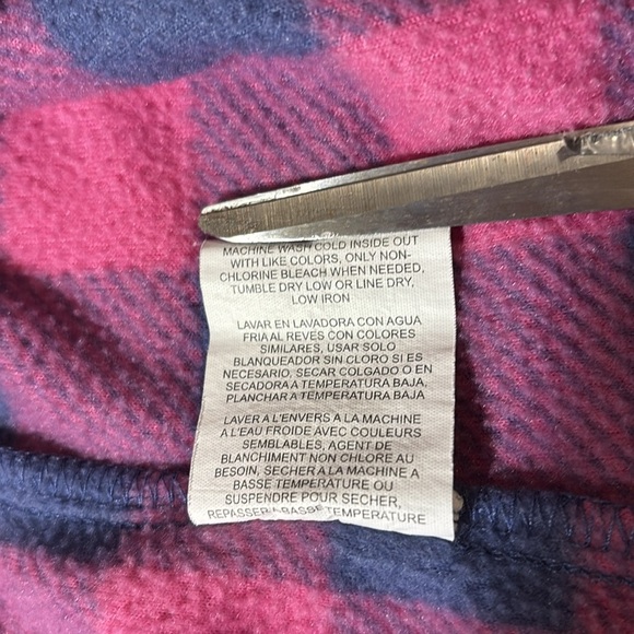 Riders By Lee Plaid Flannel Pink Blue Button up Fleece Size XL - Picture 8 of 10